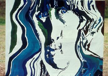 Painting from Monument by Sven Inge De Moner 1968. "Lennon" Approx: 170x190 cm Acrylic on canvas.